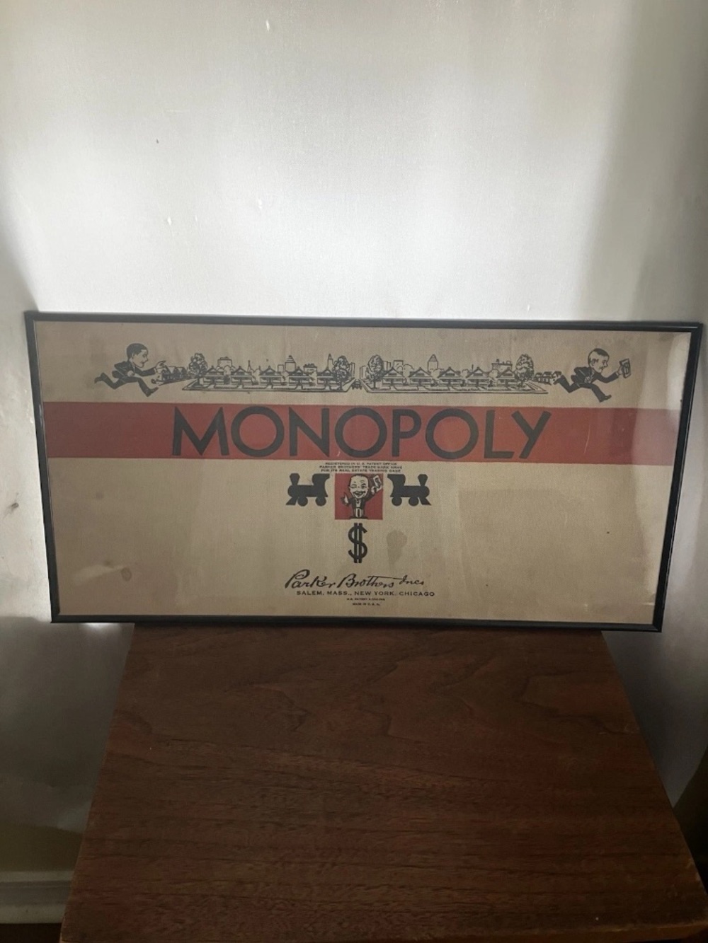 MONOPOLY Vintage Art Print in Red and Black by Parker Brothers 1936